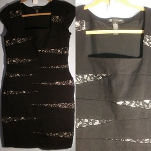 Lace Color Block Sheath Dress, Square Neck INC Size 12